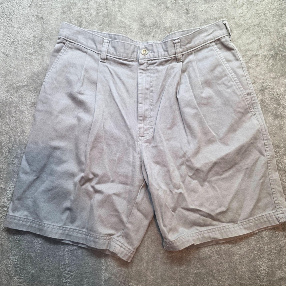 Woolrich Shorts Mens 33 Gray Cotton Canvas Pleated Chino Relaxed Fit Casual Golf